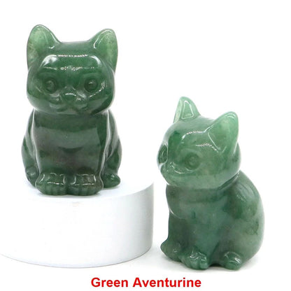 Amethyst Crystal Cat Figurine – Hand-Carved Healing Stone Statue for Meditation & Home Decor