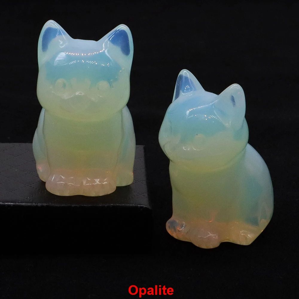 Amethyst Crystal Cat Figurine – Hand-Carved Healing Stone Statue for Meditation & Home Decor