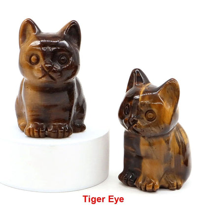 Amethyst Crystal Cat Figurine – Hand-Carved Healing Stone Statue for Meditation & Home Decor