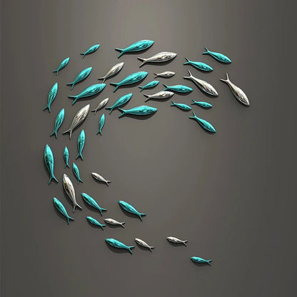 3D Electroplated Fish Wall Decor Set – Modern Metallic Art for Living Room & Restaurant Walls