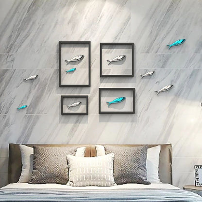 3D Electroplated Fish Wall Decor Set – Modern Metallic Art for Living Room & Restaurant Walls