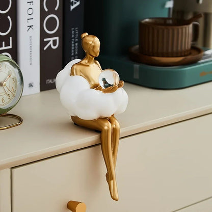 Cloud Girl Abstract Sculpture – Modern Table Statue for Aesthetic Home Decor