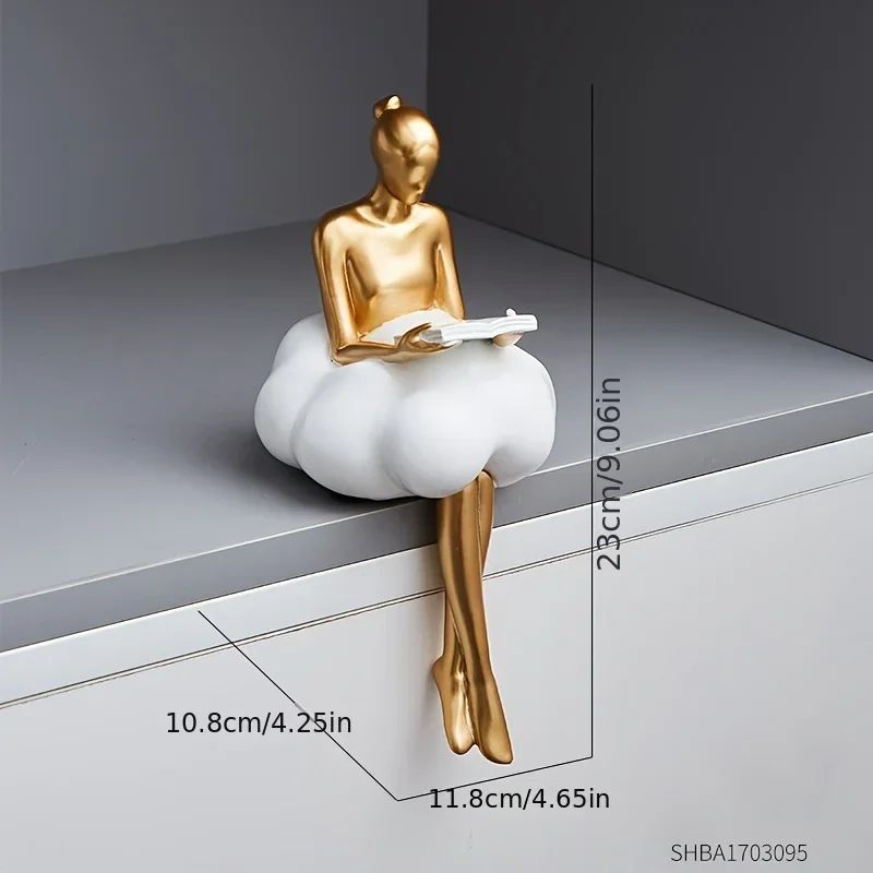 Cloud Girl Abstract Sculpture – Modern Table Statue for Aesthetic Home Decor