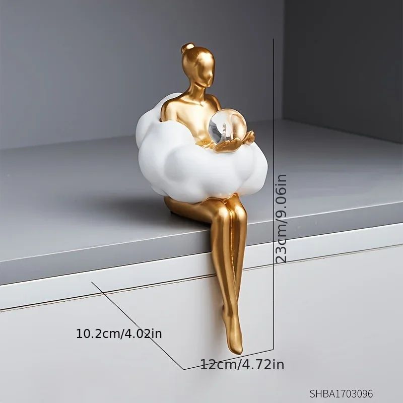Cloud Girl Abstract Sculpture – Modern Table Statue for Aesthetic Home Decor
