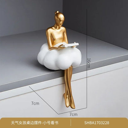 Cloud Girl Abstract Sculpture – Modern Table Statue for Aesthetic Home Decor