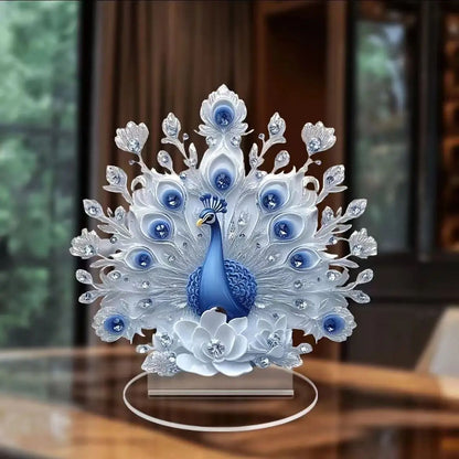 White Crystal Dragon Acrylic Figurine for Desk Decor and Fantasy Room Display