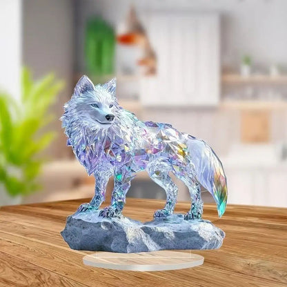 White Crystal Dragon Acrylic Figurine for Desk Decor and Fantasy Room Display
