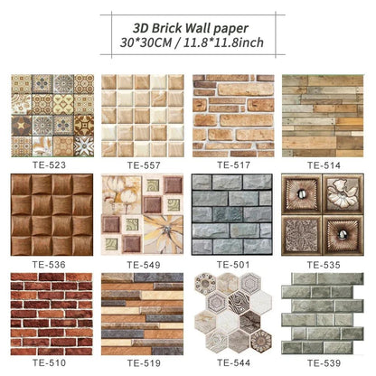 3D Peel-and-Stick Brick Wall Panels – Waterproof PVC Foam Wallpaper Tiles for Stylish Home Makeovers