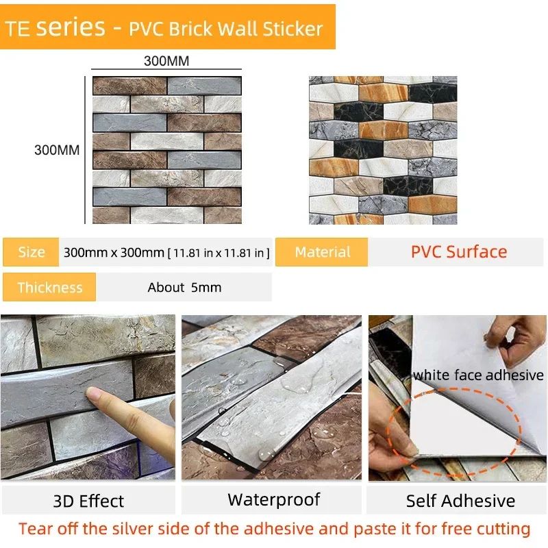 3D Peel-and-Stick Brick Wall Panels – Waterproof PVC Foam Wallpaper Tiles for Stylish Home Makeovers