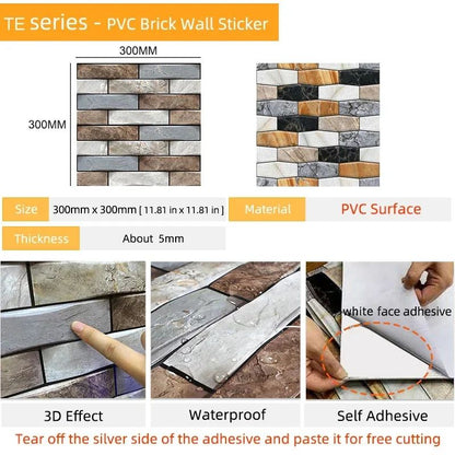 3D Peel-and-Stick Brick Wall Panels – Waterproof PVC Foam Wallpaper Tiles for Stylish Home Makeovers