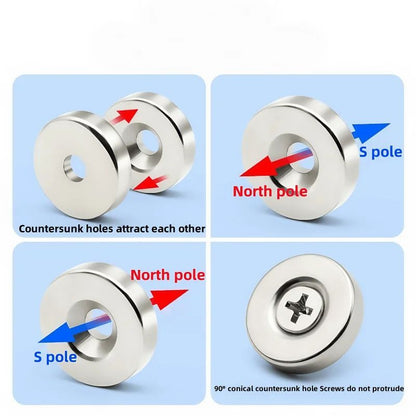 10pcs N52 Heavy-Duty Countersunk Neodymium Magnets – 30mm Strong Rare Earth Magnets with Screw Hole