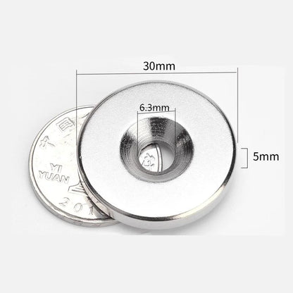 10pcs N52 Heavy-Duty Countersunk Neodymium Magnets – 30mm Strong Rare Earth Magnets with Screw Hole