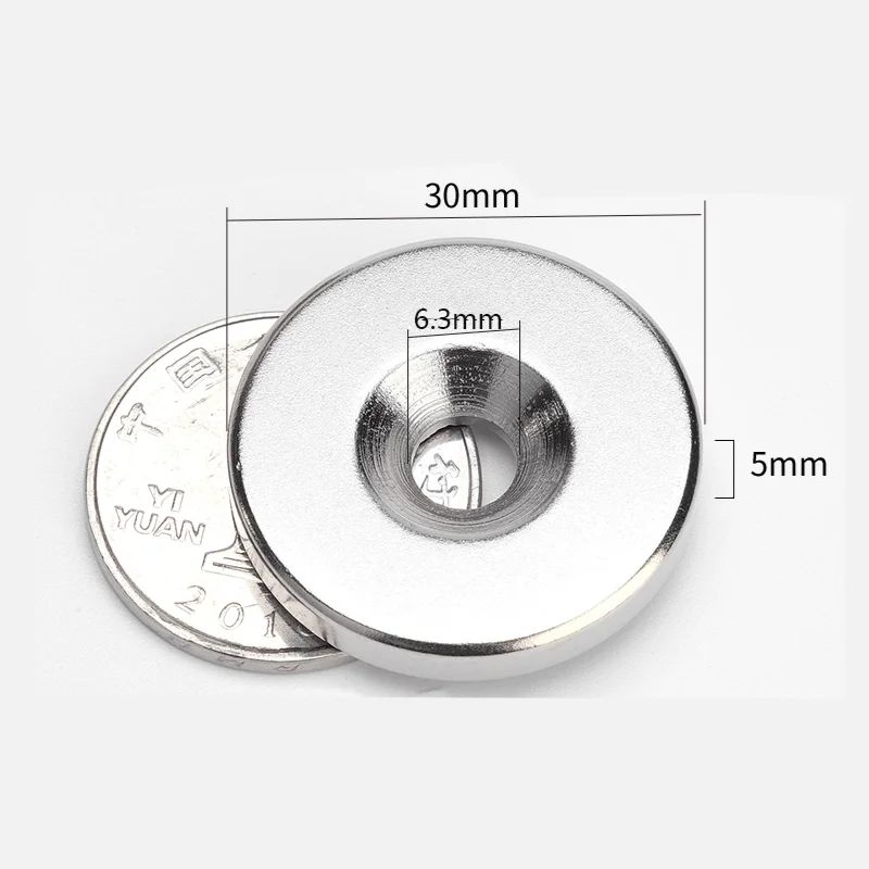 10pcs N52 Heavy-Duty Countersunk Neodymium Magnets – 30mm Strong Rare Earth Magnets with Screw Hole