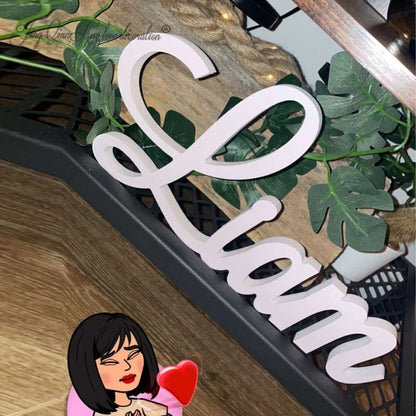 Custom Wooden Name Sign with Base – Personalized Wood Word Decor for Walls & Home Styling