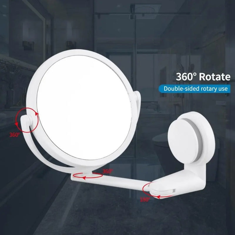 Rotating Suction Cup Vanity Mirror Wall Mounted Folding Makeup Shaving Mirror