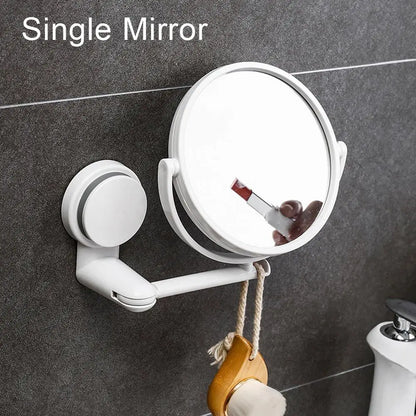 Rotating Suction Cup Vanity Mirror Wall Mounted Folding Makeup Shaving Mirror