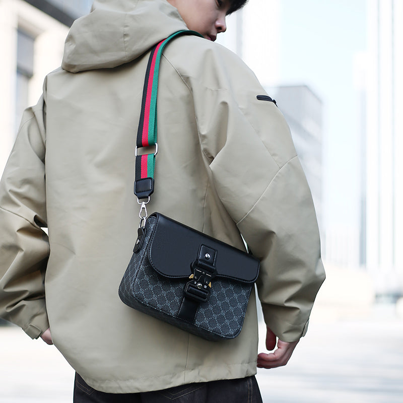 Mens Waterproof Jacquard Crossbody Bag for Business and Daily Commute