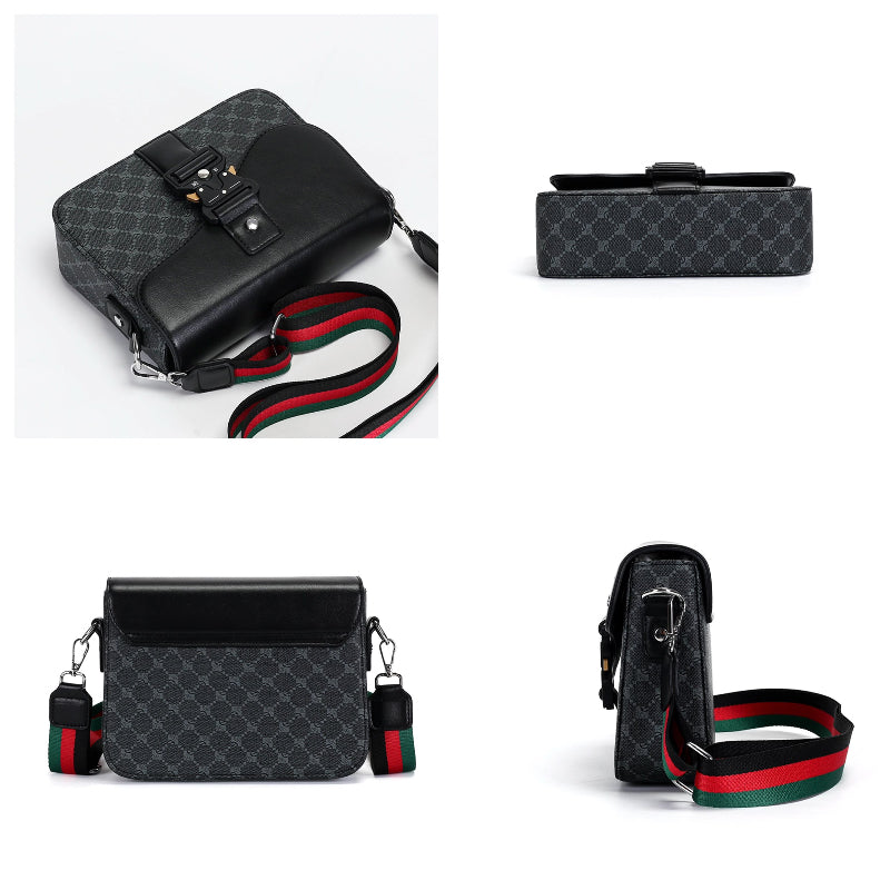 Mens Waterproof Jacquard Crossbody Bag for Business and Daily Commute