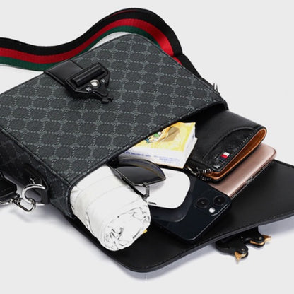Mens Waterproof Jacquard Crossbody Bag for Business and Daily Commute
