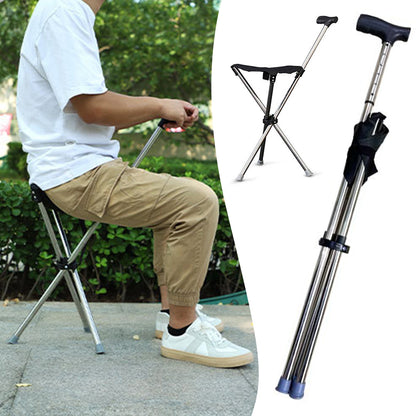 Lightweight Folding Cane with Seat Portable Walking Support for Outdoor Comfort