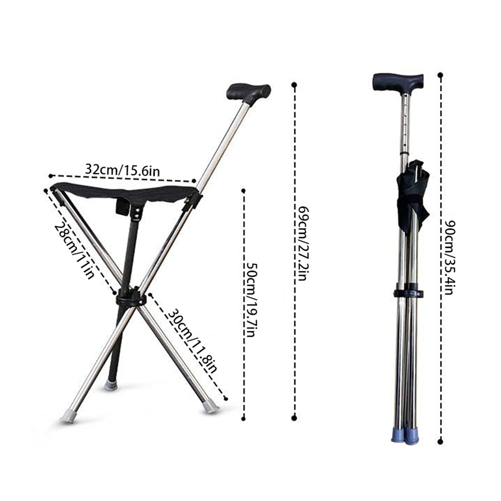 Lightweight Folding Cane with Seat Portable Walking Support for Outdoor Comfort