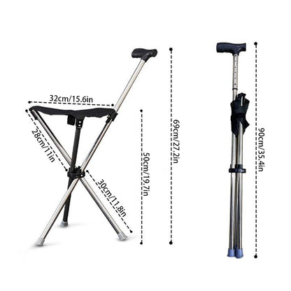 Lightweight Folding Cane with Seat Portable Walking Support for Outdoor Comfort