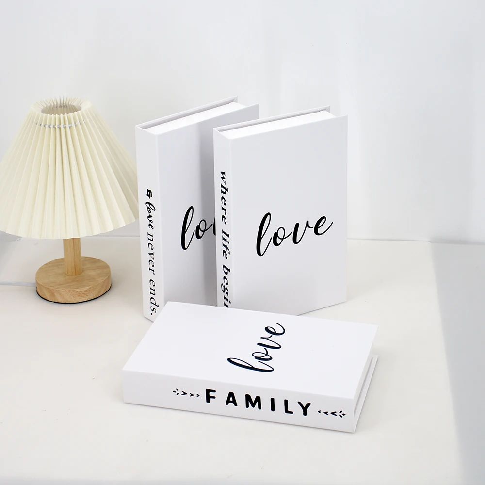 Modern Decorative Fake Books Set – 3pcs White Simulation Books for Home & Living Room Decor