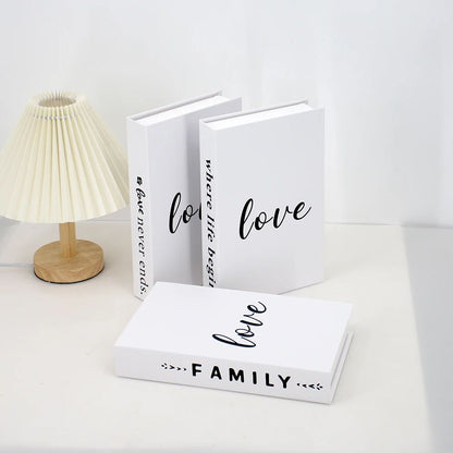 Modern Decorative Fake Books Set – 3pcs White Simulation Books for Home & Living Room Decor