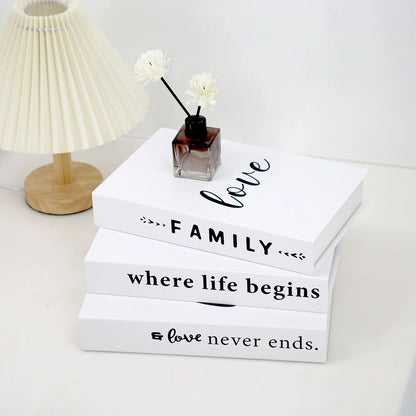 Modern Decorative Fake Books Set – 3pcs White Simulation Books for Home & Living Room Decor