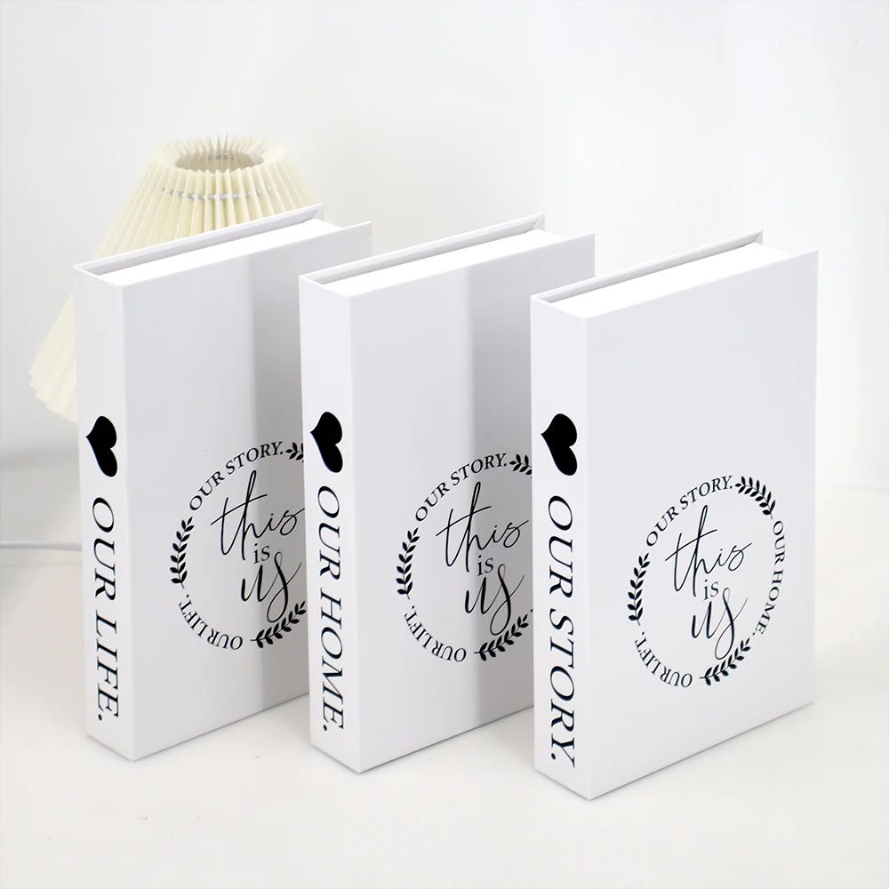 Modern Decorative Fake Books Set – 3pcs White Simulation Books for Home & Living Room Decor