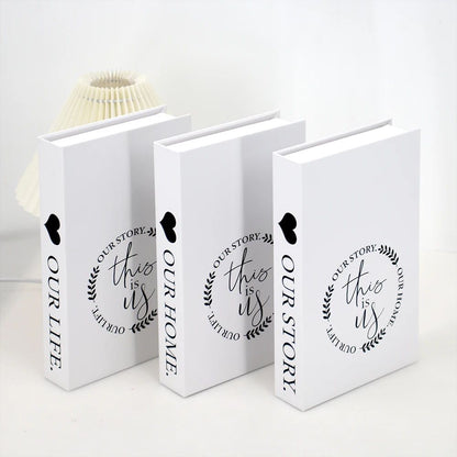 Modern Decorative Fake Books Set – 3pcs White Simulation Books for Home & Living Room Decor