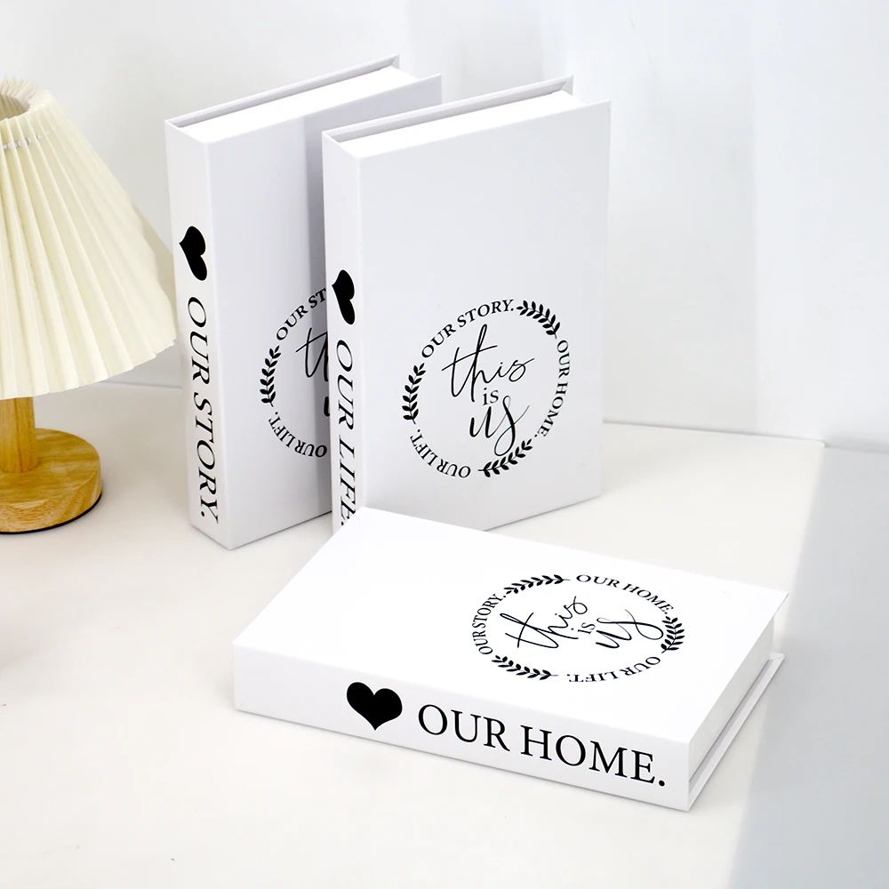 Modern Decorative Fake Books Set – 3pcs White Simulation Books for Home & Living Room Decor