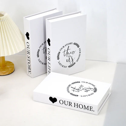 Modern Decorative Fake Books Set – 3pcs White Simulation Books for Home & Living Room Decor