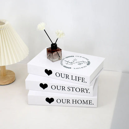 Modern Decorative Fake Books Set – 3pcs White Simulation Books for Home & Living Room Decor