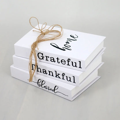 Modern Decorative Fake Books Set – 3pcs White Simulation Books for Home & Living Room Decor