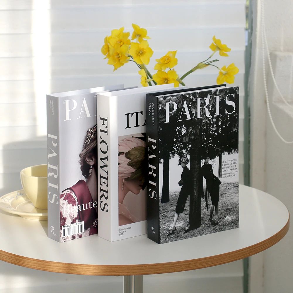 Modern Decorative Fake Books Set – 3pcs White Simulation Books for Home & Living Room Decor