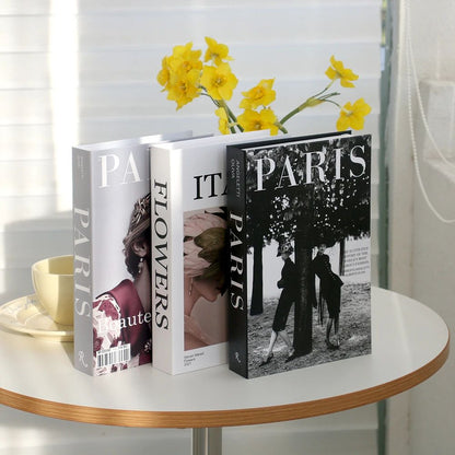 Modern Decorative Fake Books Set – 3pcs White Simulation Books for Home & Living Room Decor