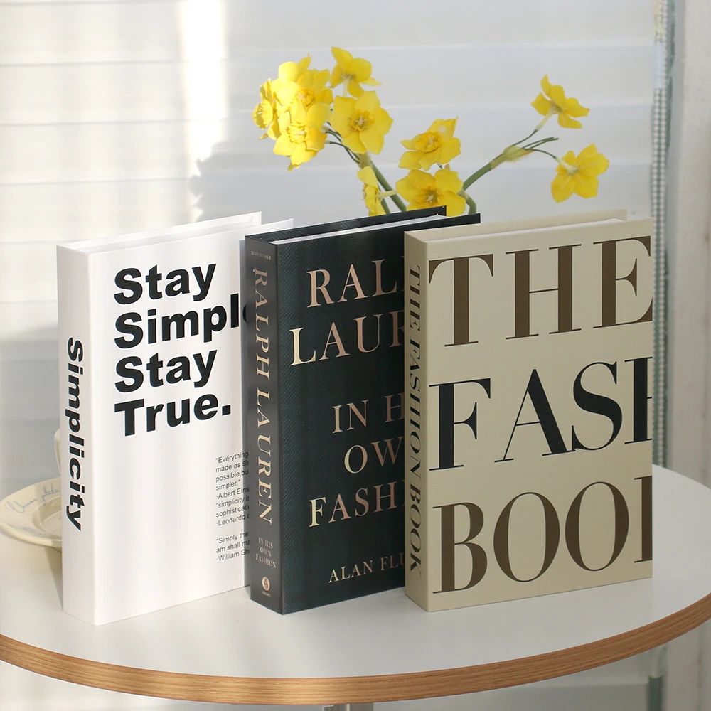 Modern Decorative Fake Books Set – 3pcs White Simulation Books for Home & Living Room Decor