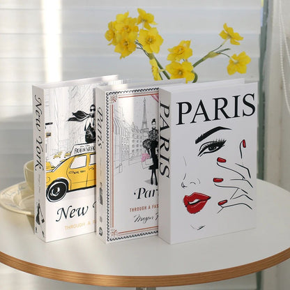 Modern Decorative Fake Books Set – 3pcs White Simulation Books for Home & Living Room Decor