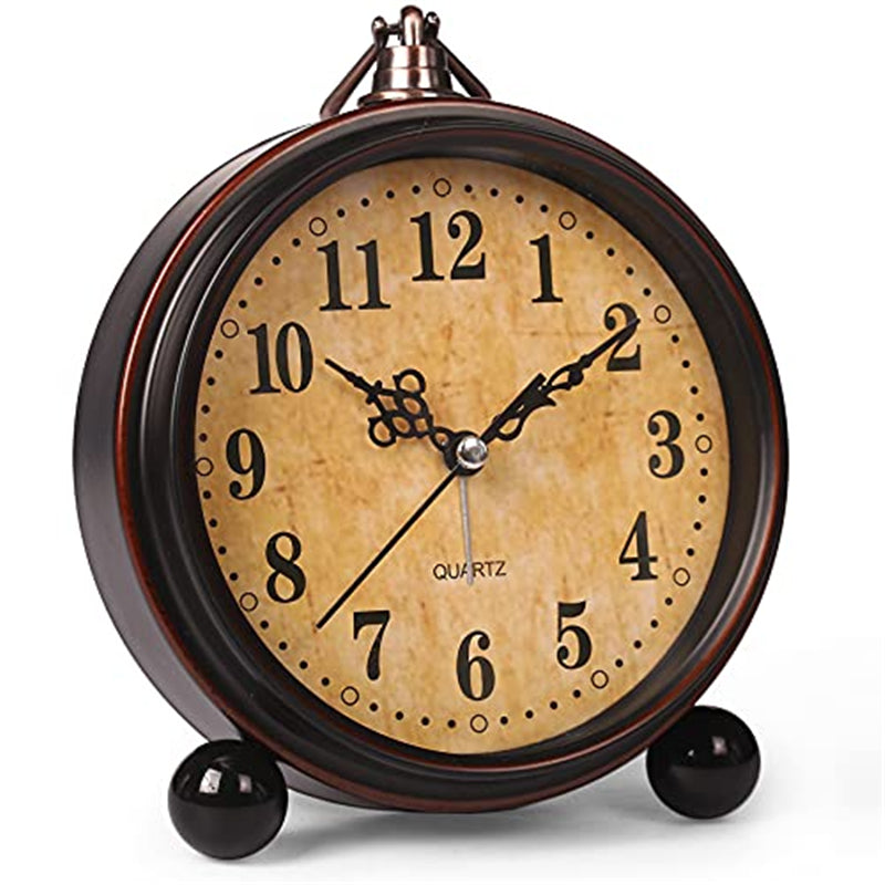 Vintage Silent Alarm Clock with Night Light Battery Operated Retro Desk Clock