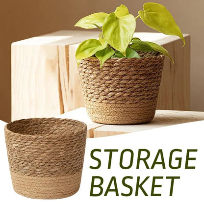Straw Weaving Flower Pot – Handmade Rattan Wicker Basket – High-Yield Botanical Interaction Hub