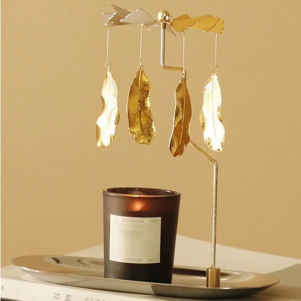 Rotating Spinning Candle Holder – Gold Metallic Carousel Tealight – High-Yield Atmospheric Interaction Hub