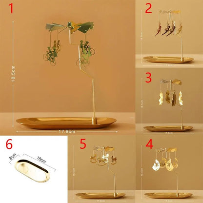 Rotating Spinning Candle Holder – Gold Metallic Carousel Tealight – High-Yield Atmospheric Interaction Hub