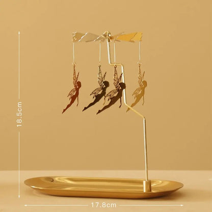 Rotating Spinning Candle Holder – Gold Metallic Carousel Tealight – High-Yield Atmospheric Interaction Hub