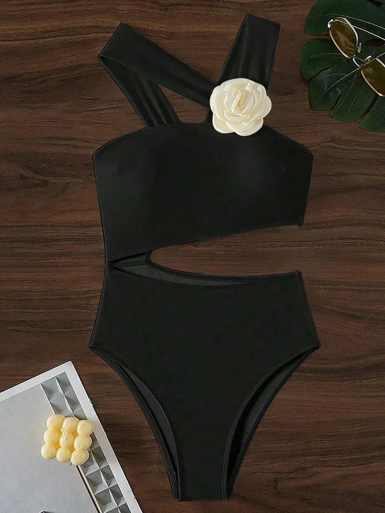 Sculpted One Shoulder Monokini Swimsuit Flattering Push Up One Piece Swimsuit for Women