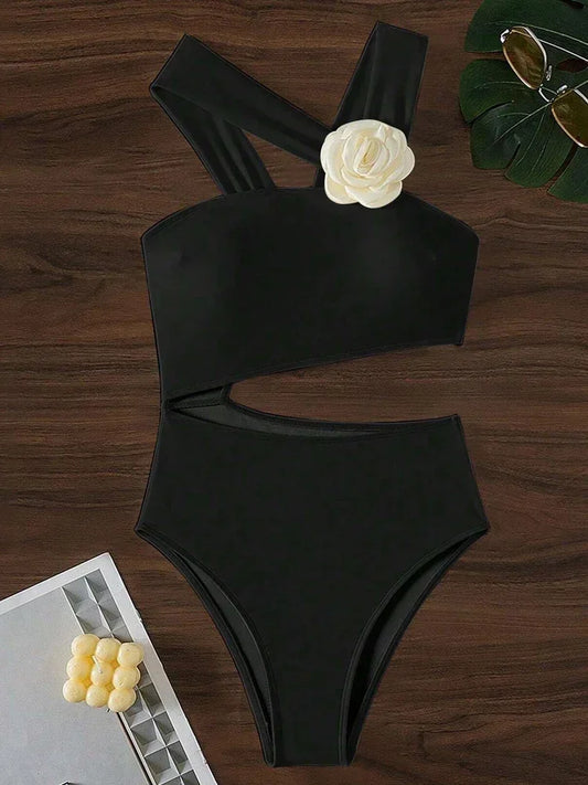 Sculpted One Shoulder Monokini Swimsuit Flattering Push Up One Piece Swimsuit for Women