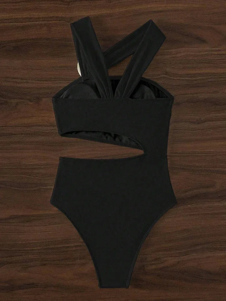 Sculpted One Shoulder Monokini Swimsuit Flattering Push Up One Piece Swimsuit for Women