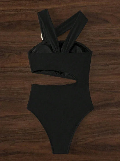 Sculpted One Shoulder Monokini Swimsuit Flattering Push Up One Piece Swimsuit for Women