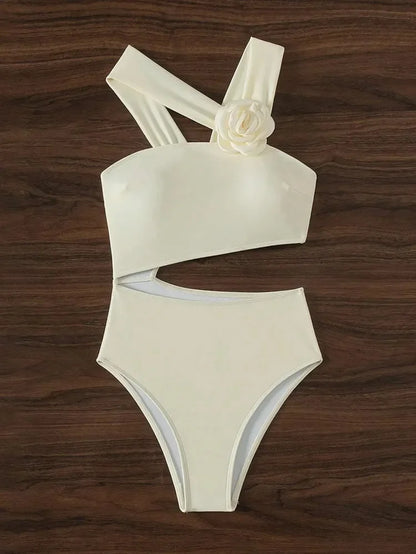 Sculpted One Shoulder Monokini Swimsuit Flattering Push Up One Piece Swimsuit for Women