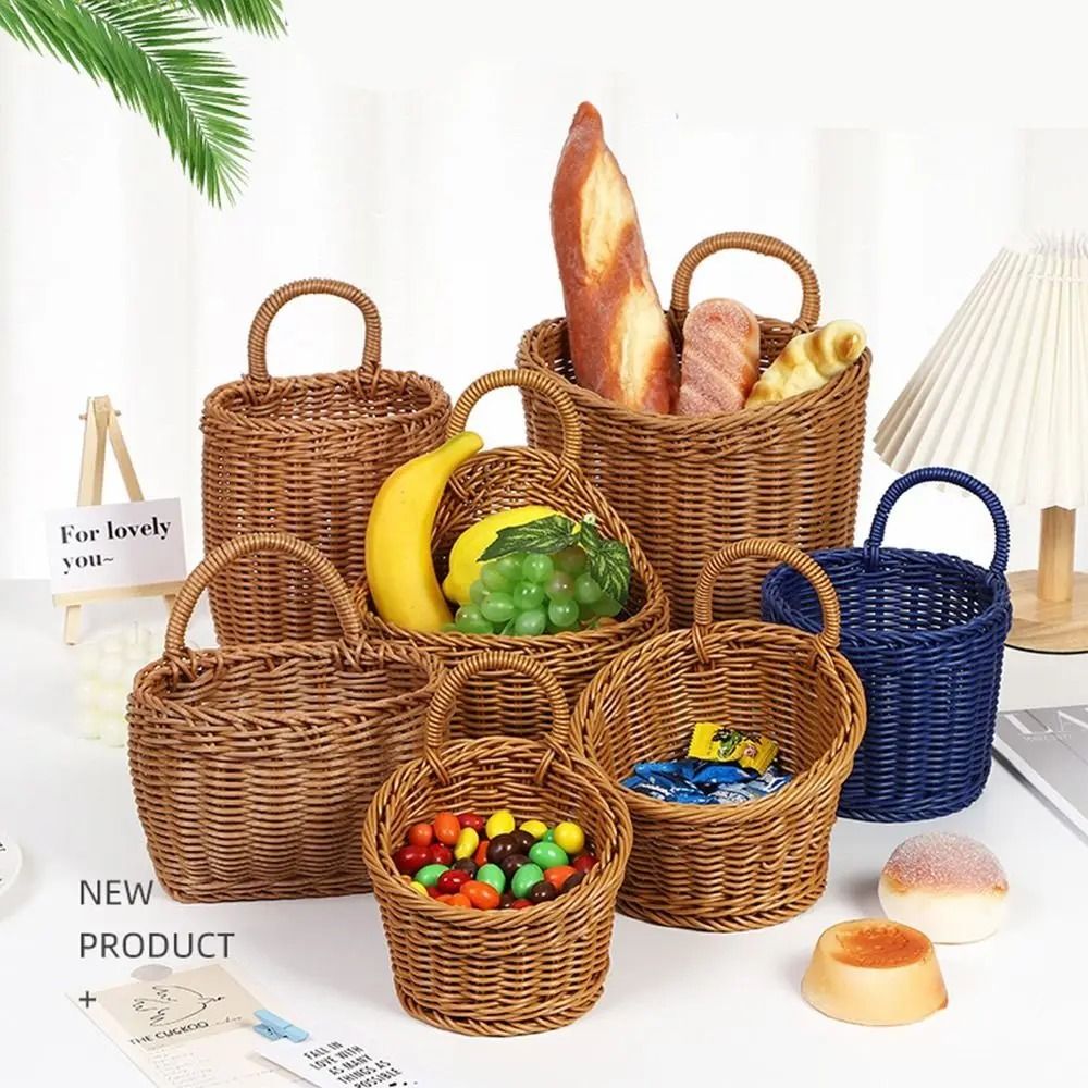 Imitation Rattan Kitchen Storage Basket – Hand-Woven Hanging Pouch – High-Yield Logistical Interaction Hub